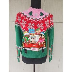 Holiday Time Women's Size XS (0-2) Holiday Christmas Dog Sweater Ugly Sweater